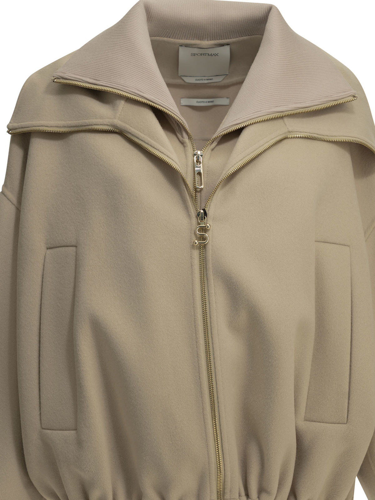 Max Mara Sportmax Virgin Wool Bomber Jacket - Beige