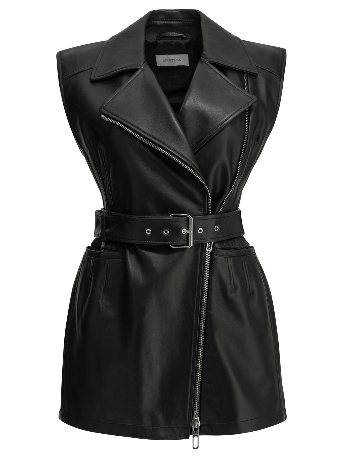 Max Mara Sportmax Sleeveless leather jacket - Black