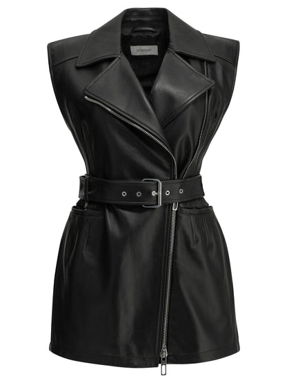 Max Mara Sportmax Sleeveless leather jacket - Black