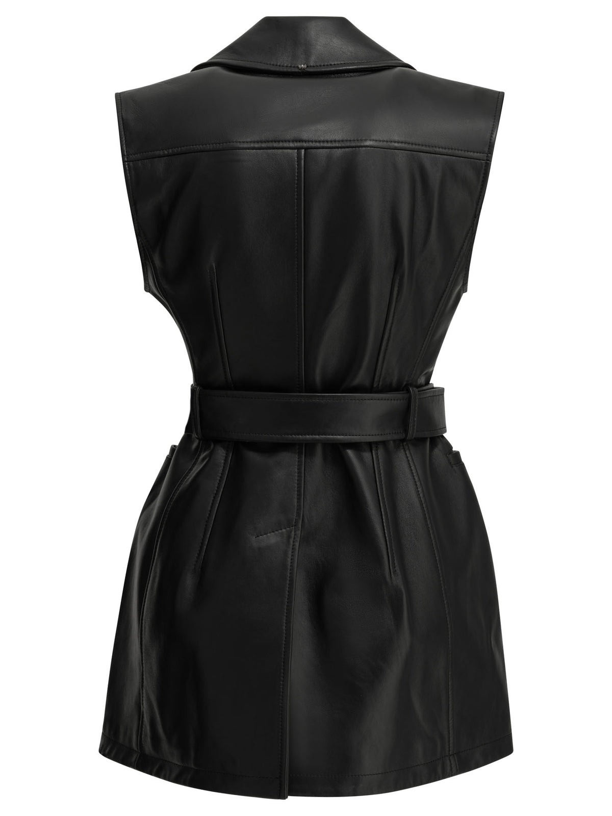 Max Mara Sportmax Sleeveless leather jacket - Black