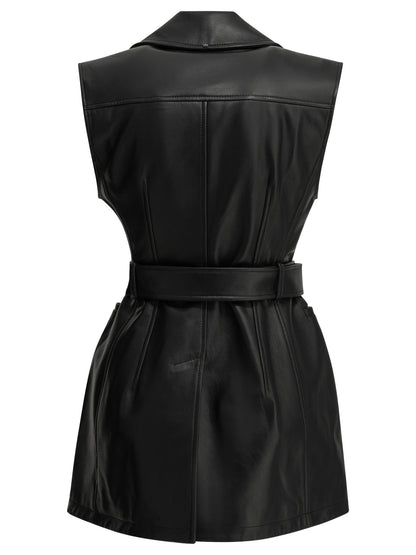 Max Mara Sportmax Sleeveless leather jacket - Black