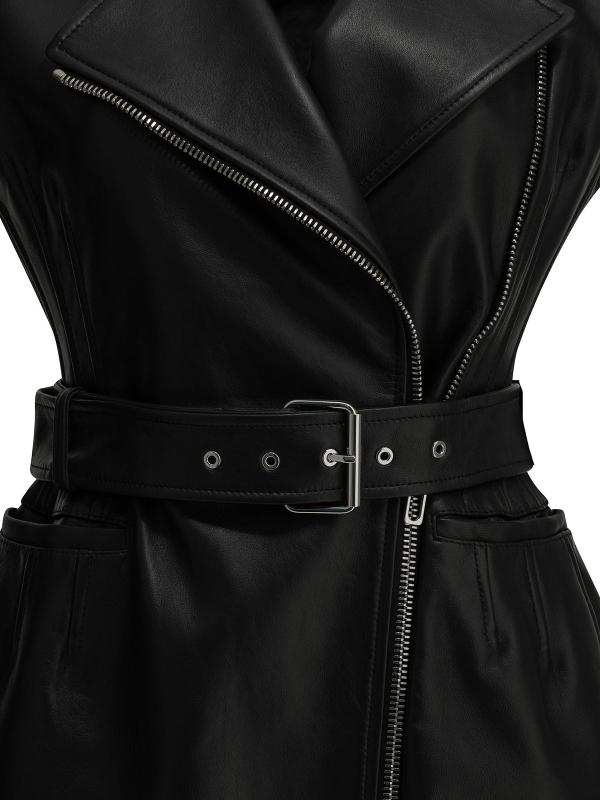 Max Mara Sportmax Sleeveless leather jacket - Black