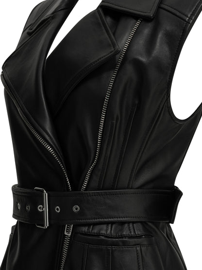 Max Mara Sportmax Sleeveless leather jacket - Black