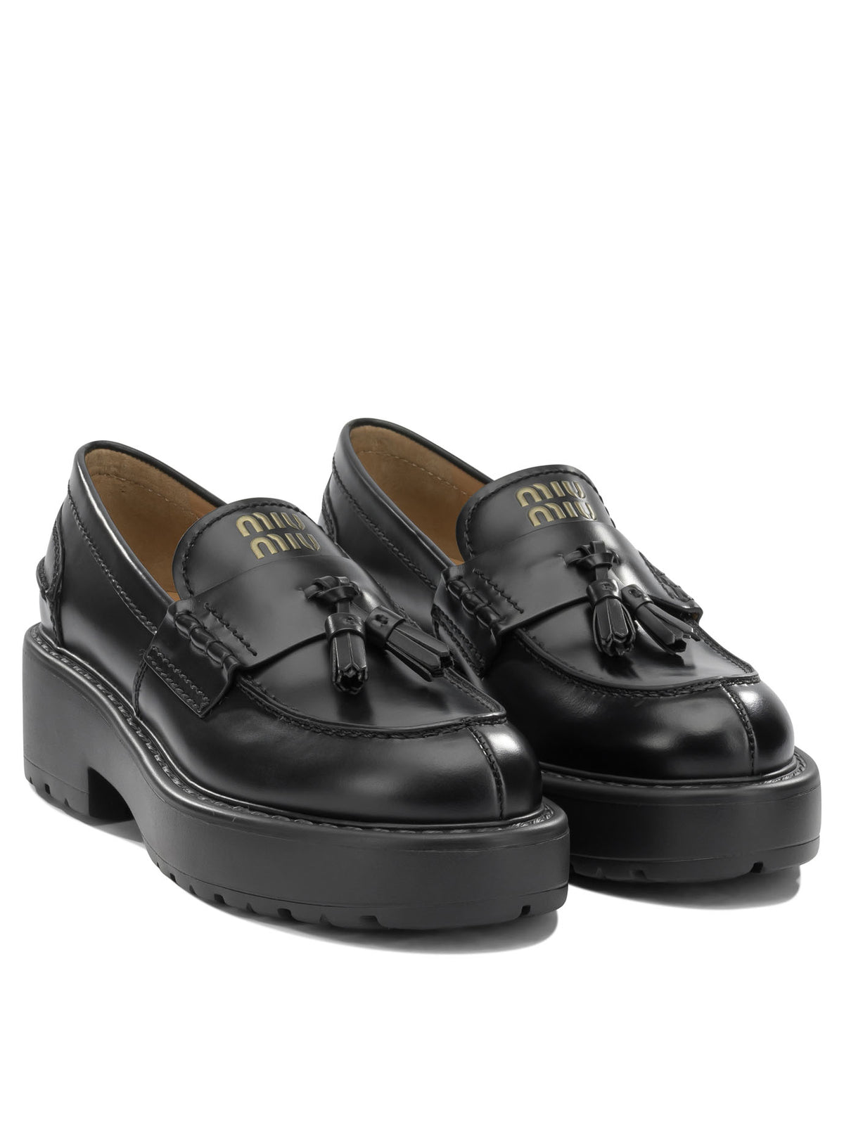 Miu Miu Brushed-leather loafers - Black