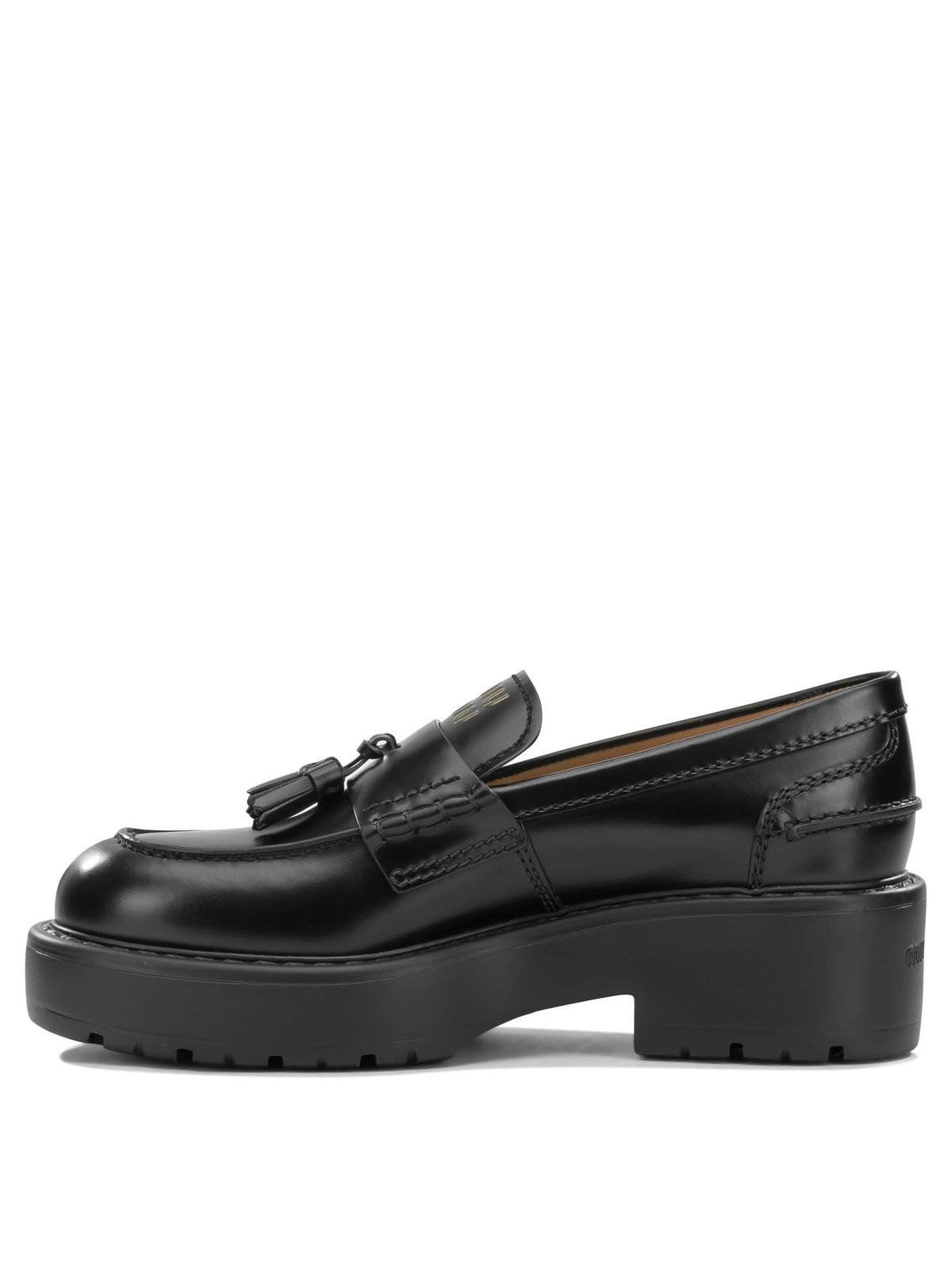 Miu Miu Brushed-leather loafers - Black