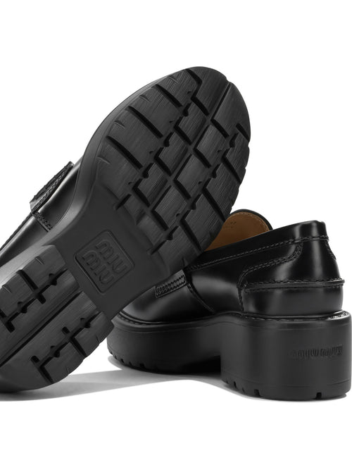 Miu Miu Brushed-leather loafers - Black