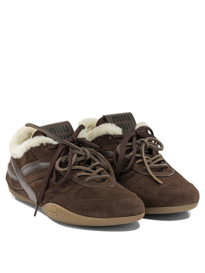 Miu Miu "Gymnasium" Low-Top Sneakers - Brown