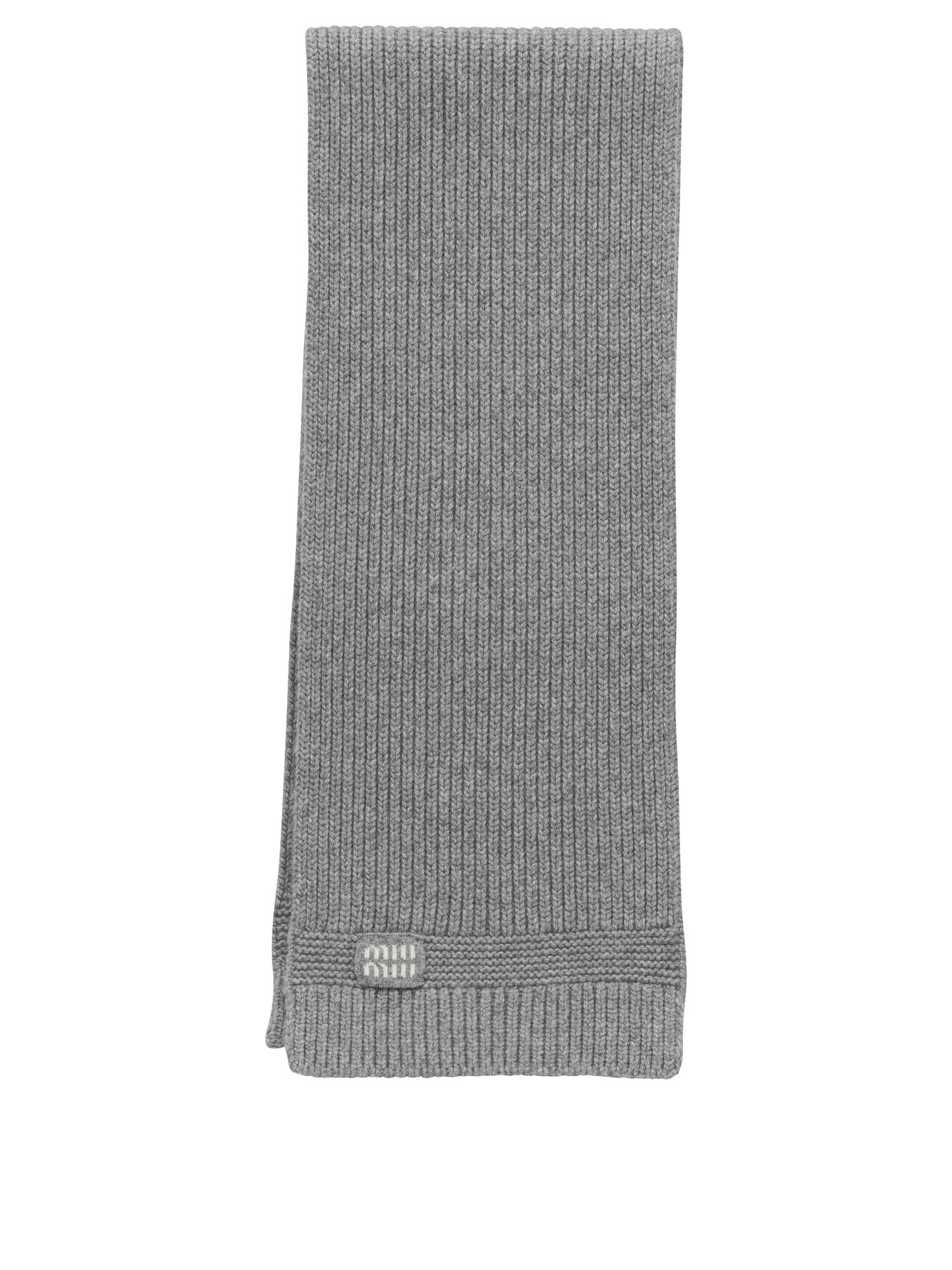 Miu Miu Wool and cashmere scarf with logo - Grey