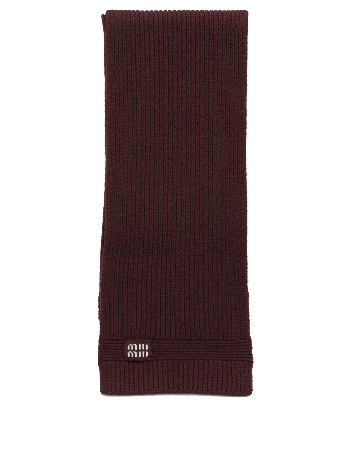 Miu Miu Wool and cashmere scarf with logo - Bordeaux