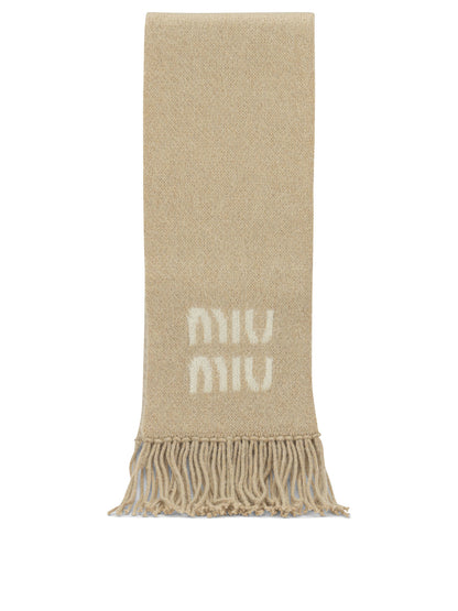 Miu Miu Merino Wool Fringed Scarf - Beige