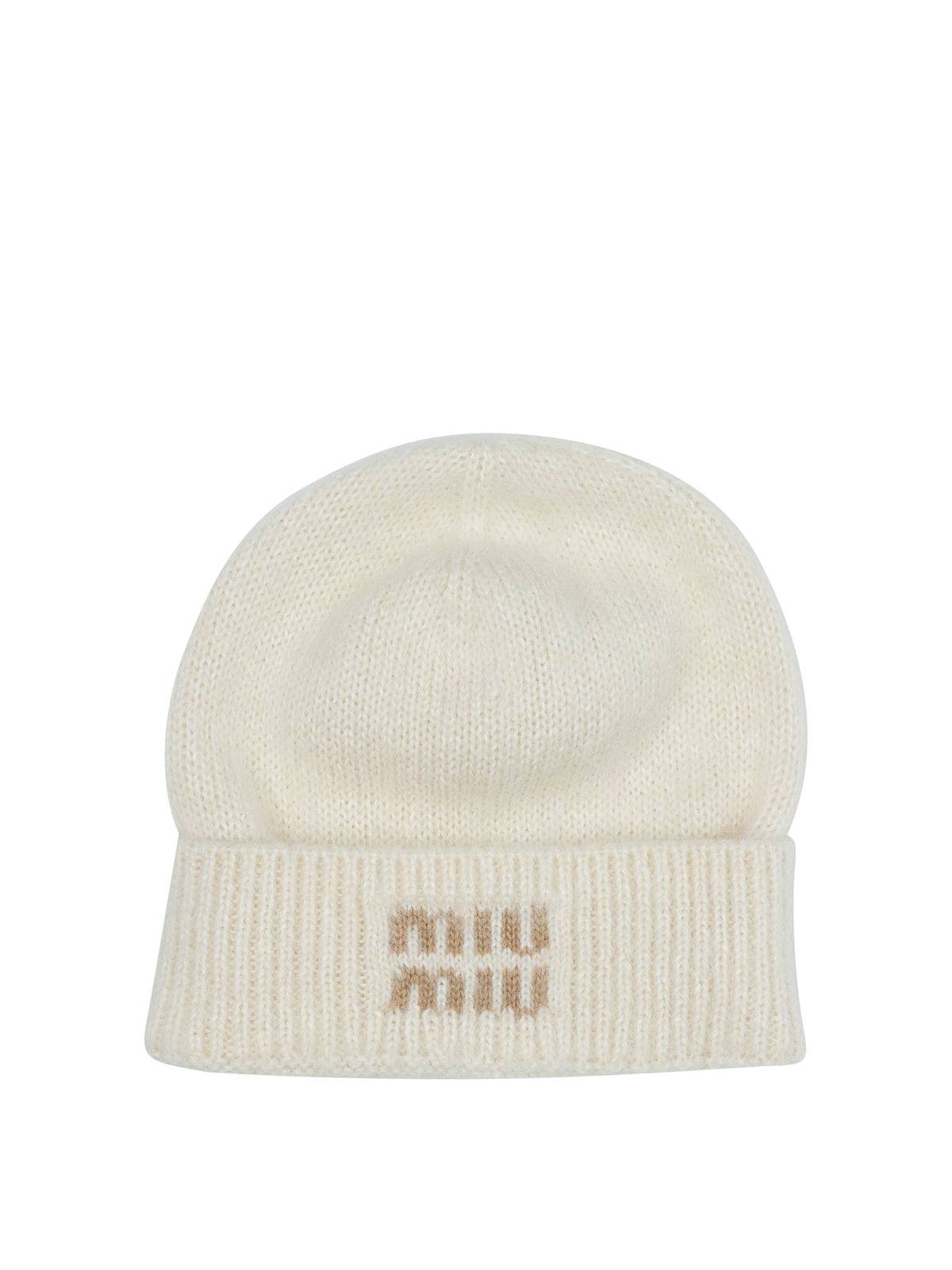 Miu Miu Mohair beanie with logo - White