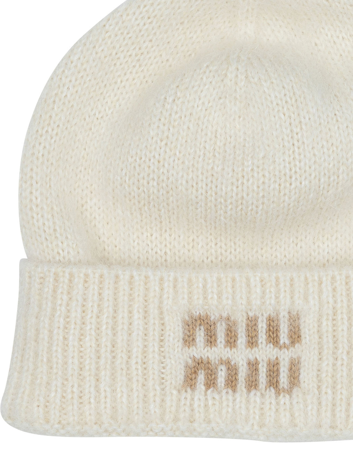 Miu Miu Mohair beanie with logo - White