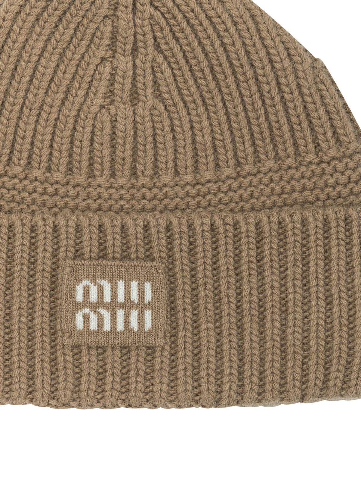 Miu Miu Wool and cashmere beanie with logo - Brown