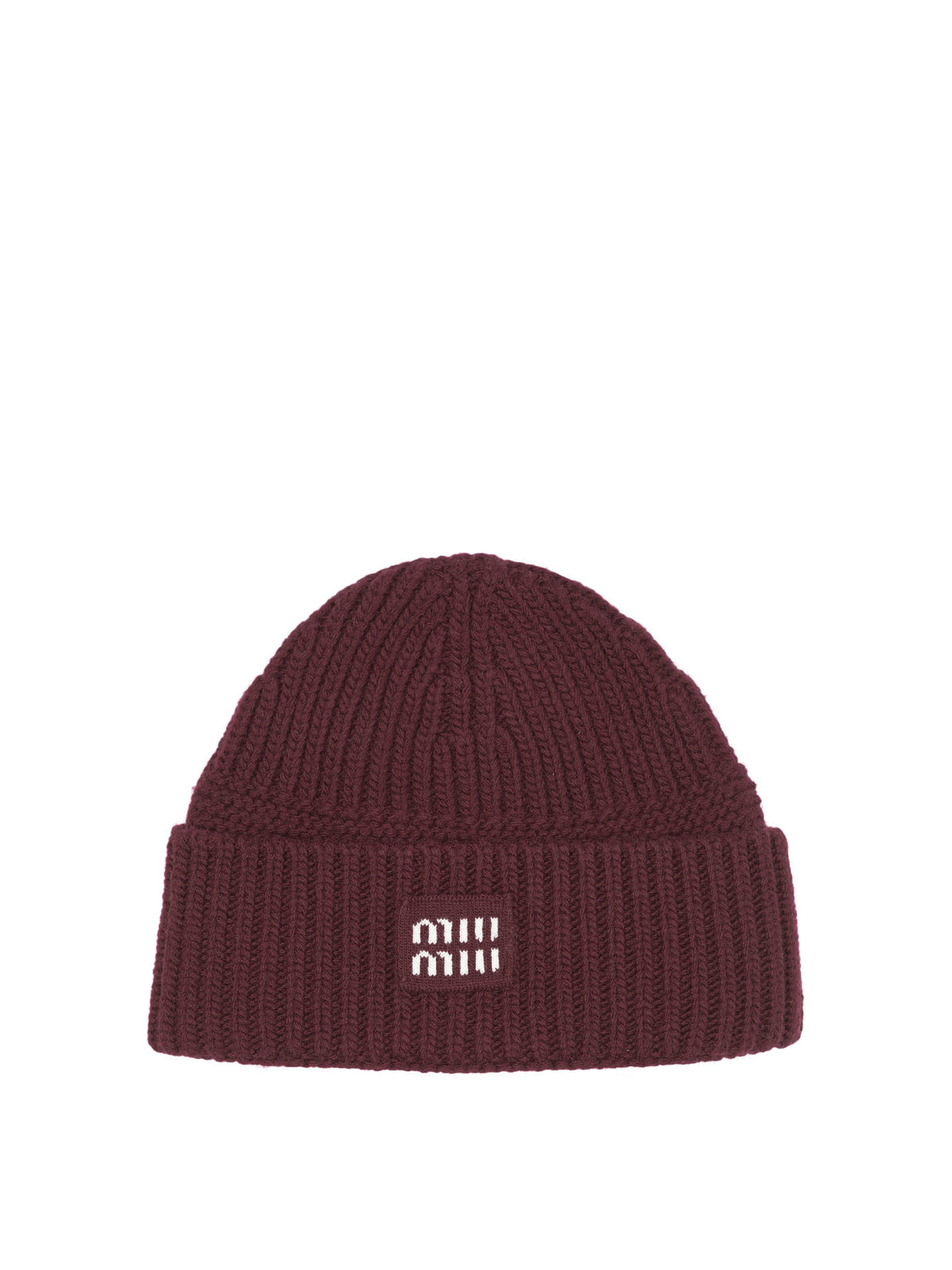 Miu Miu Wool and cashmere beanie with logo - Burgundy