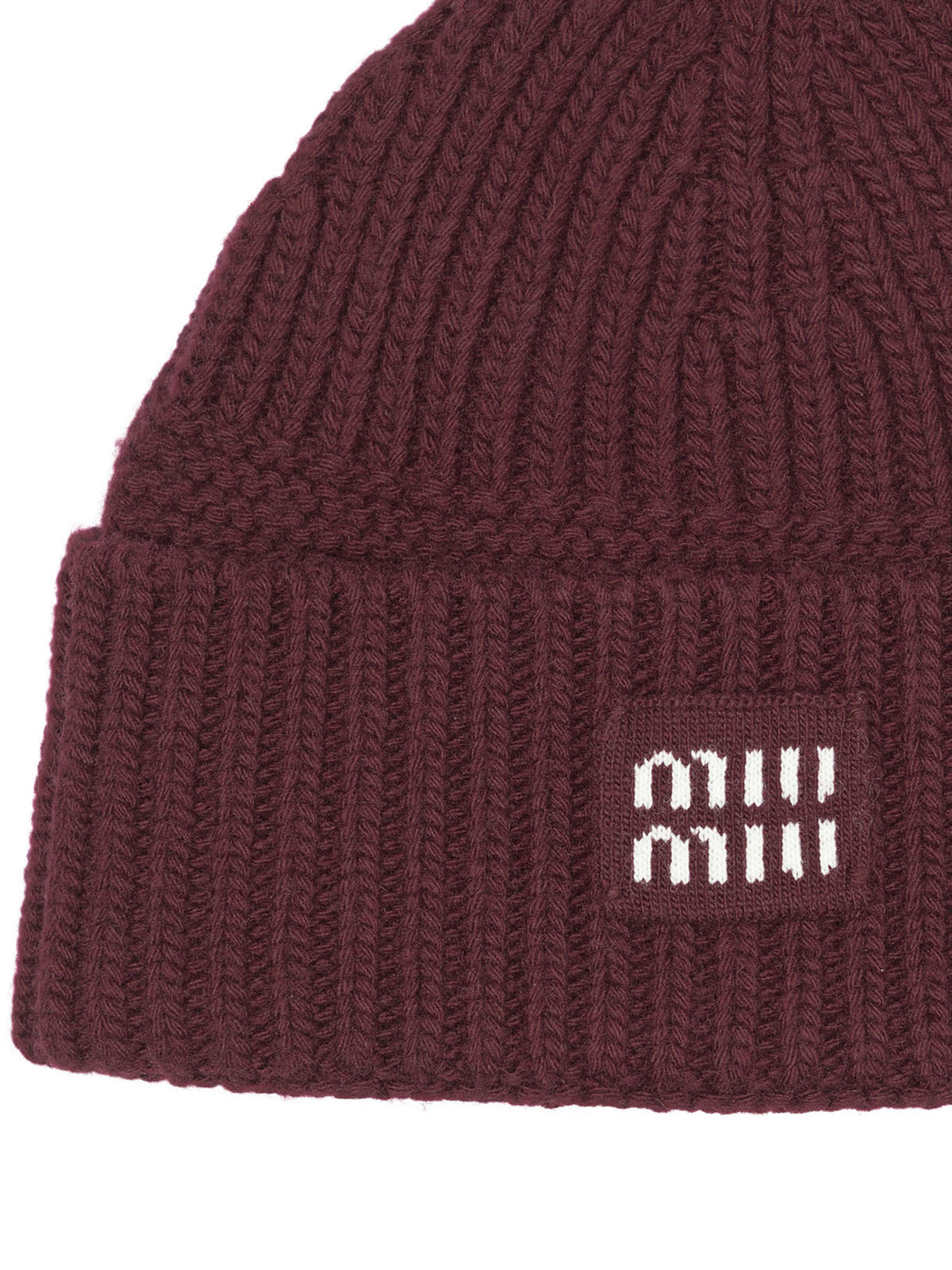 Miu Miu Wool and cashmere beanie with logo - Burgundy