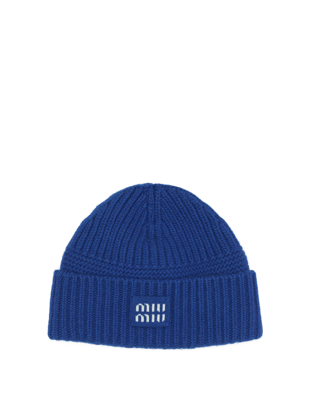 Miu Miu Wool and cashmere beanie with logo - Blue