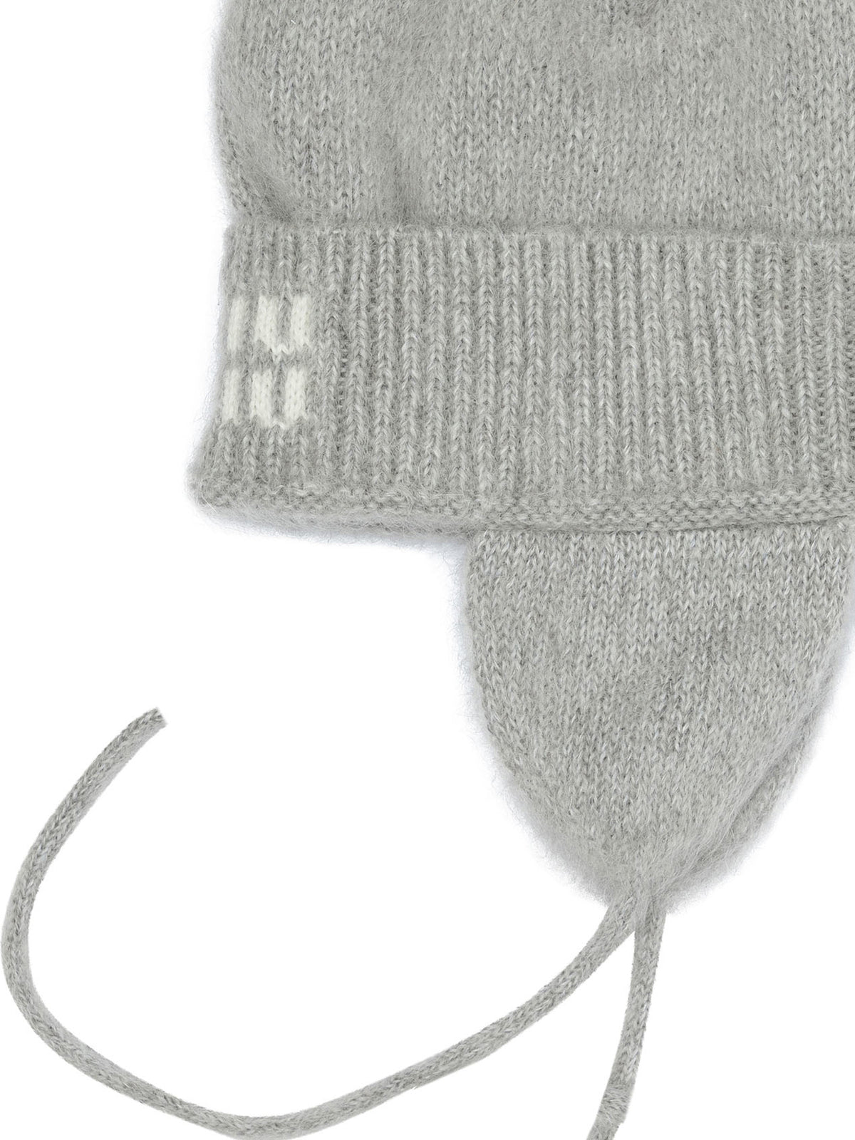 Miu Miu Beanie with earflaps and logo - Grey