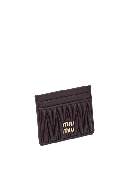 Miu Miu Matelassé nappa leather card holders - Bordeaux