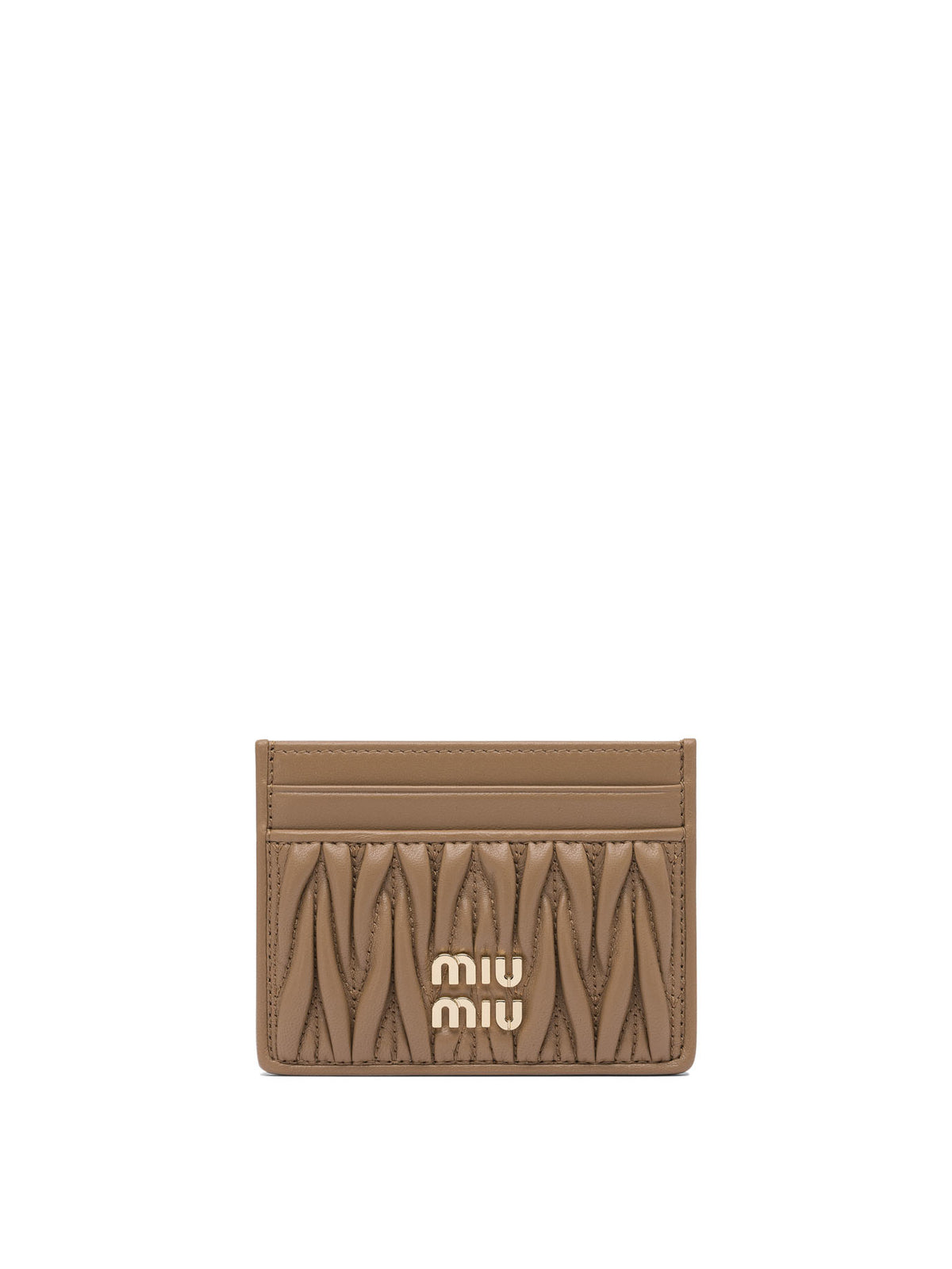 Miu Miu Matelassé nappa leather card holders - Beige