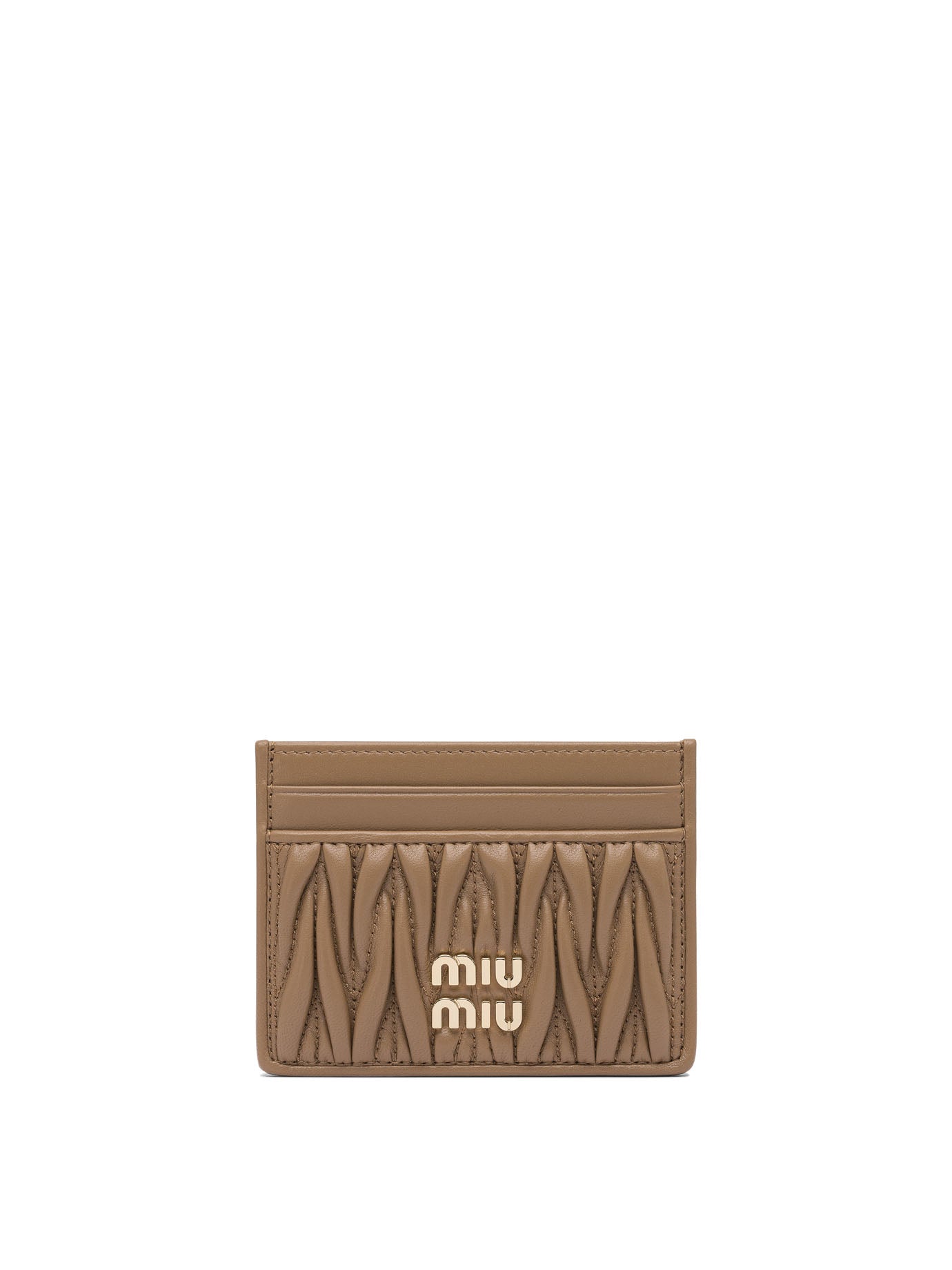 Miu Miu Matelassé nappa leather card holders - Beige