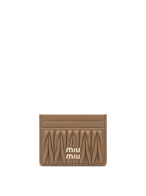 Miu Miu Matelassé nappa leather card holders - Beige