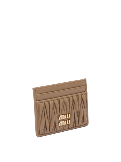 Miu Miu Matelassé nappa leather card holders - Beige