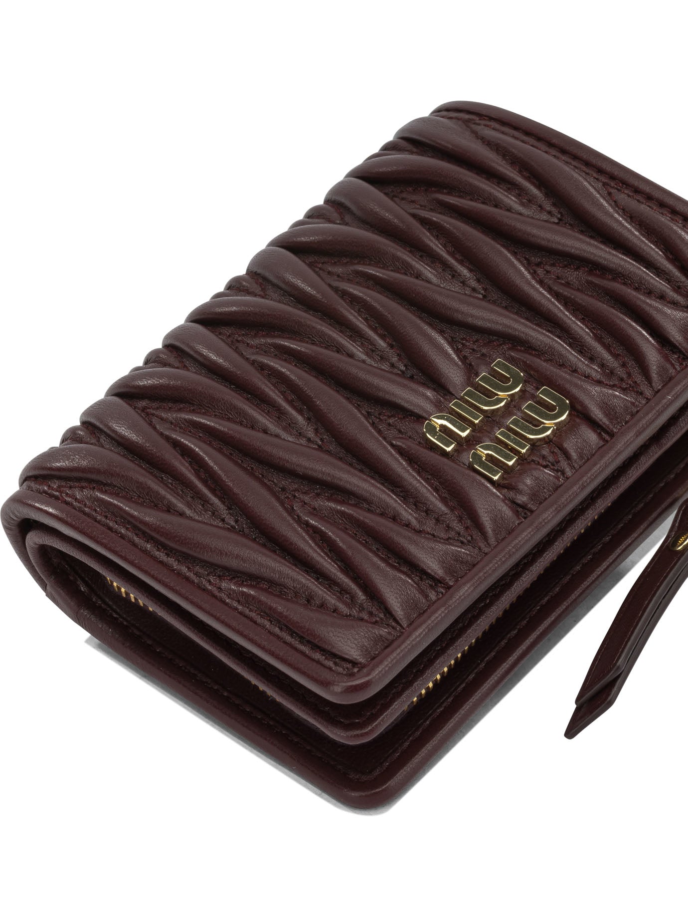 Miu Miu Quilted Nappa Leather Wallet - Bordeaux