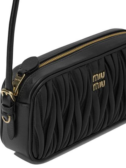 Miu Miu Small Quilted Leather Shoulder Bag - Black