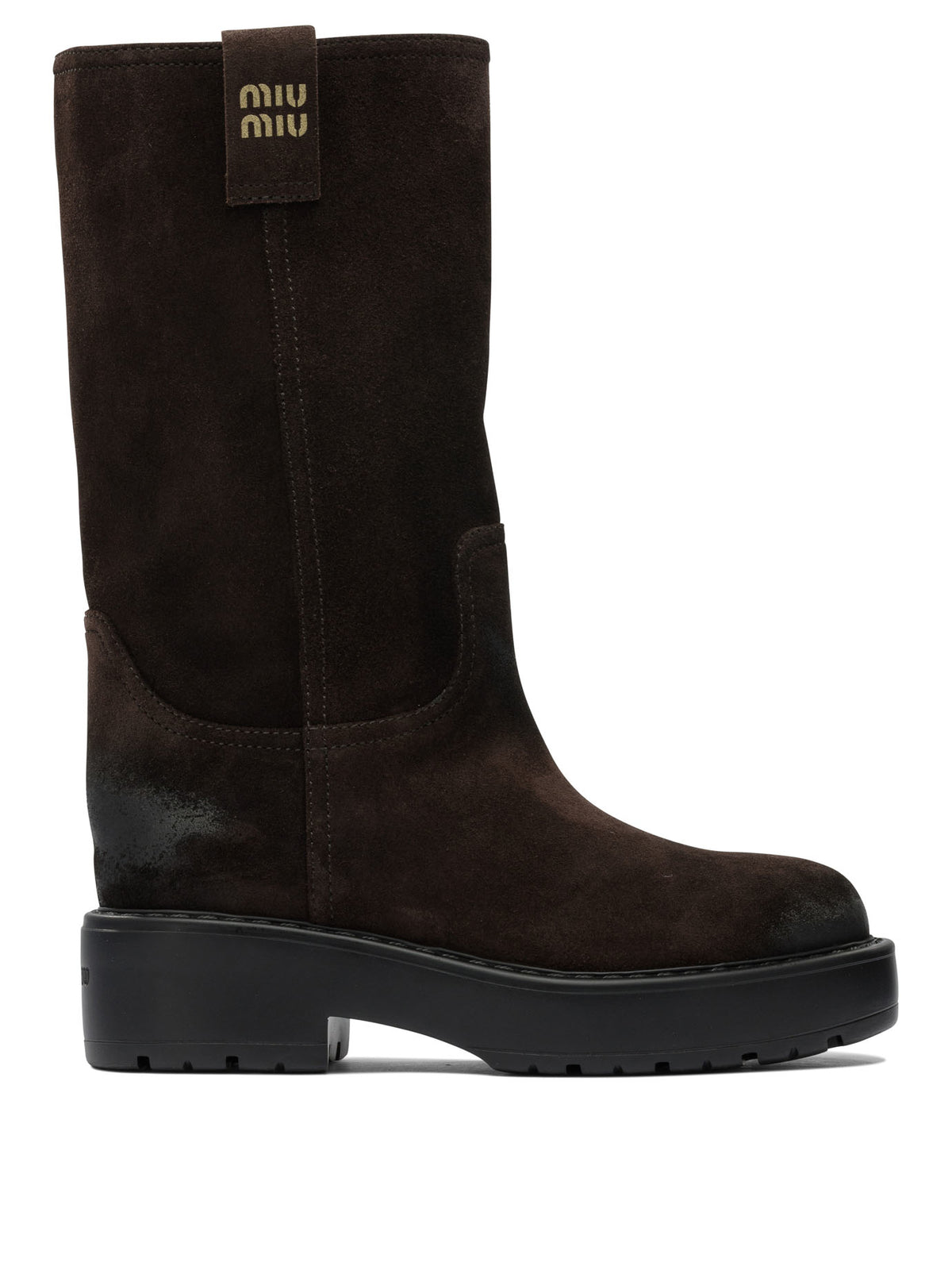 Miu Miu Suede pull-on boots - Brown