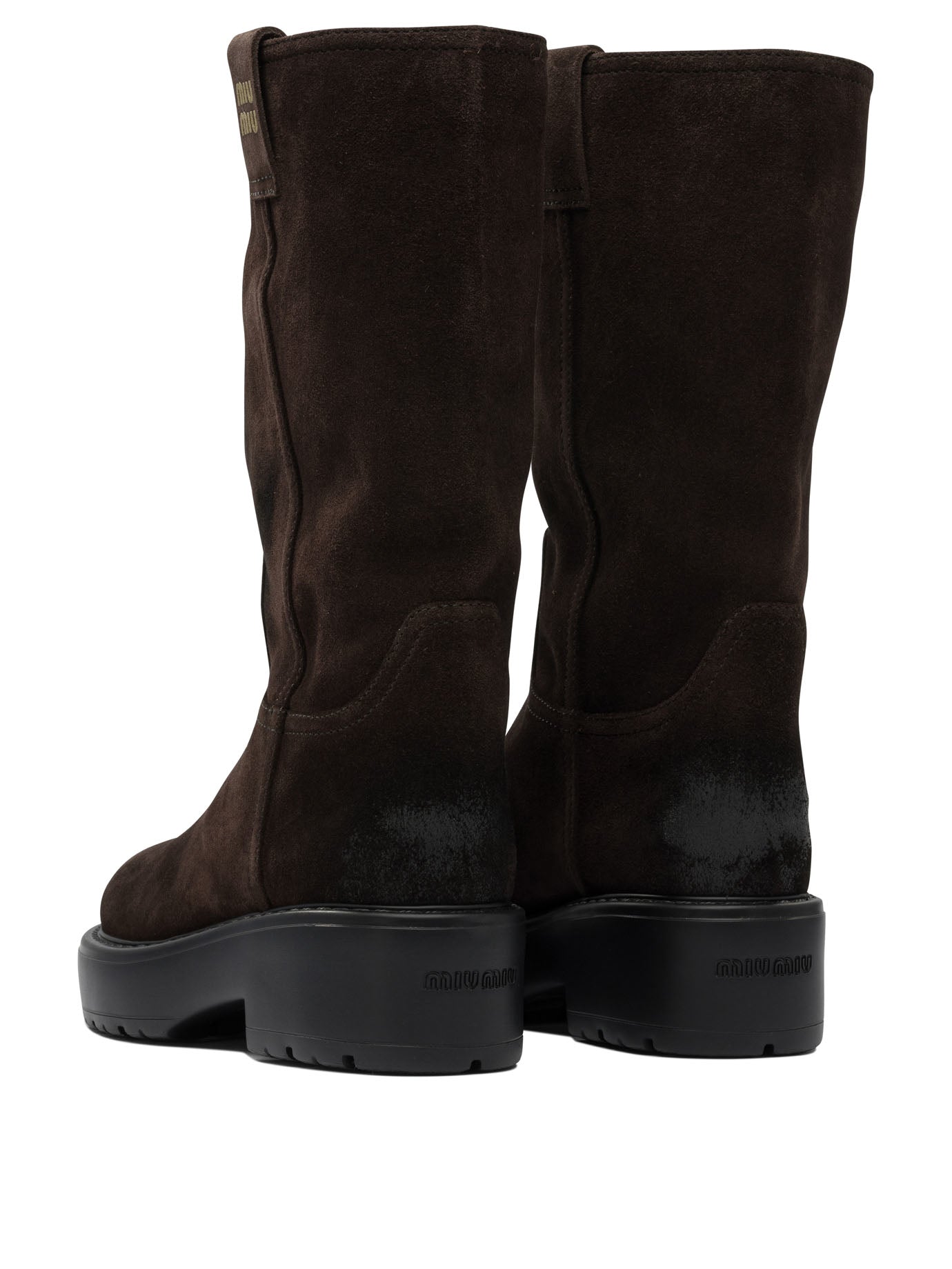 Miu Miu Suede pull-on boots - Brown