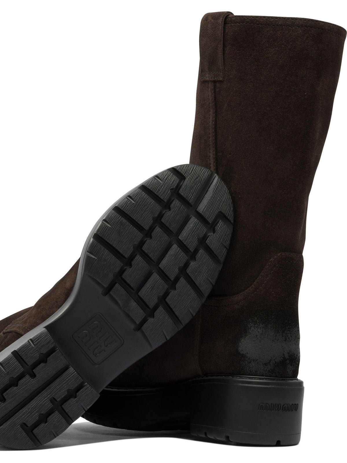 Miu Miu Suede pull-on boots - Brown