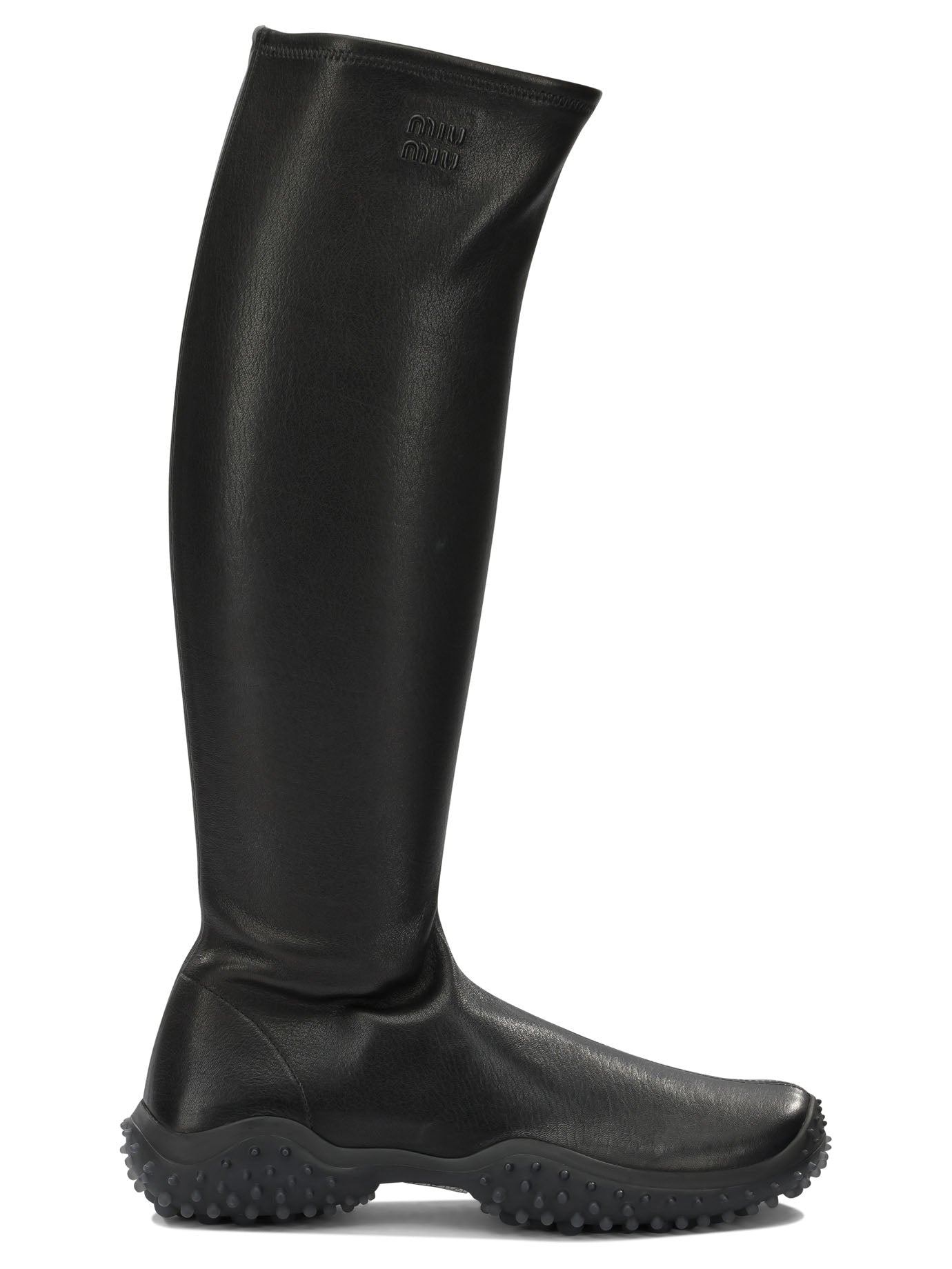 Miu Miu Knee-high stretch leather boots - Black