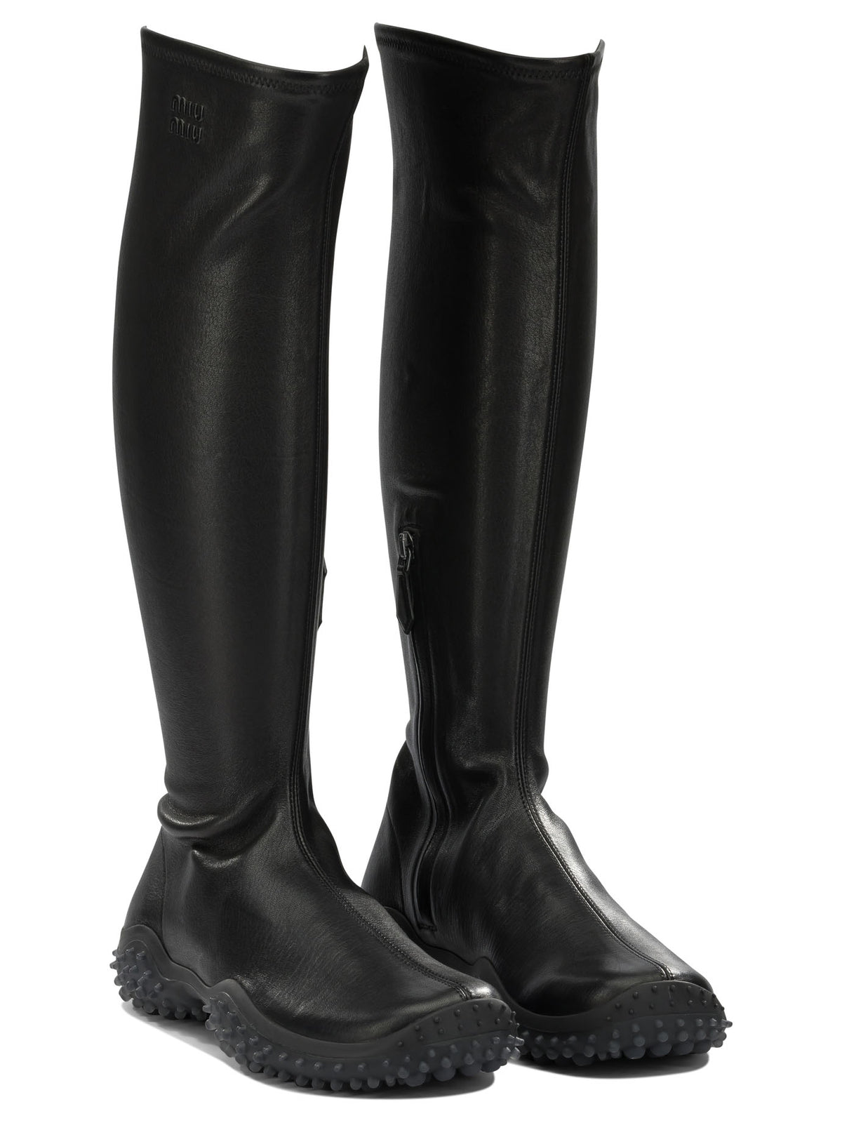 Miu Miu Knee-high stretch leather boots - Black