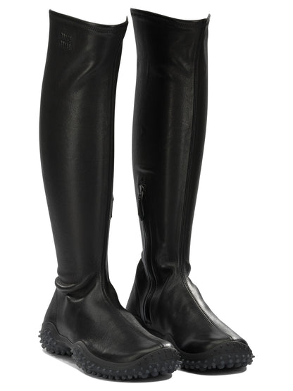 Miu Miu Knee-high stretch leather boots - Black