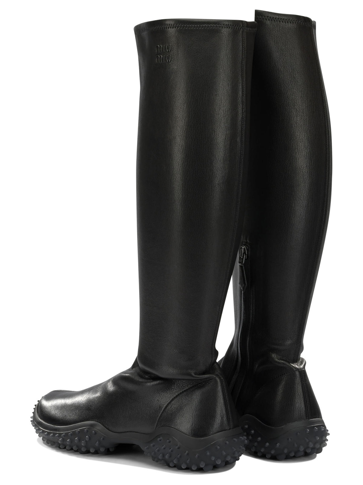 Miu Miu Knee-high stretch leather boots - Black