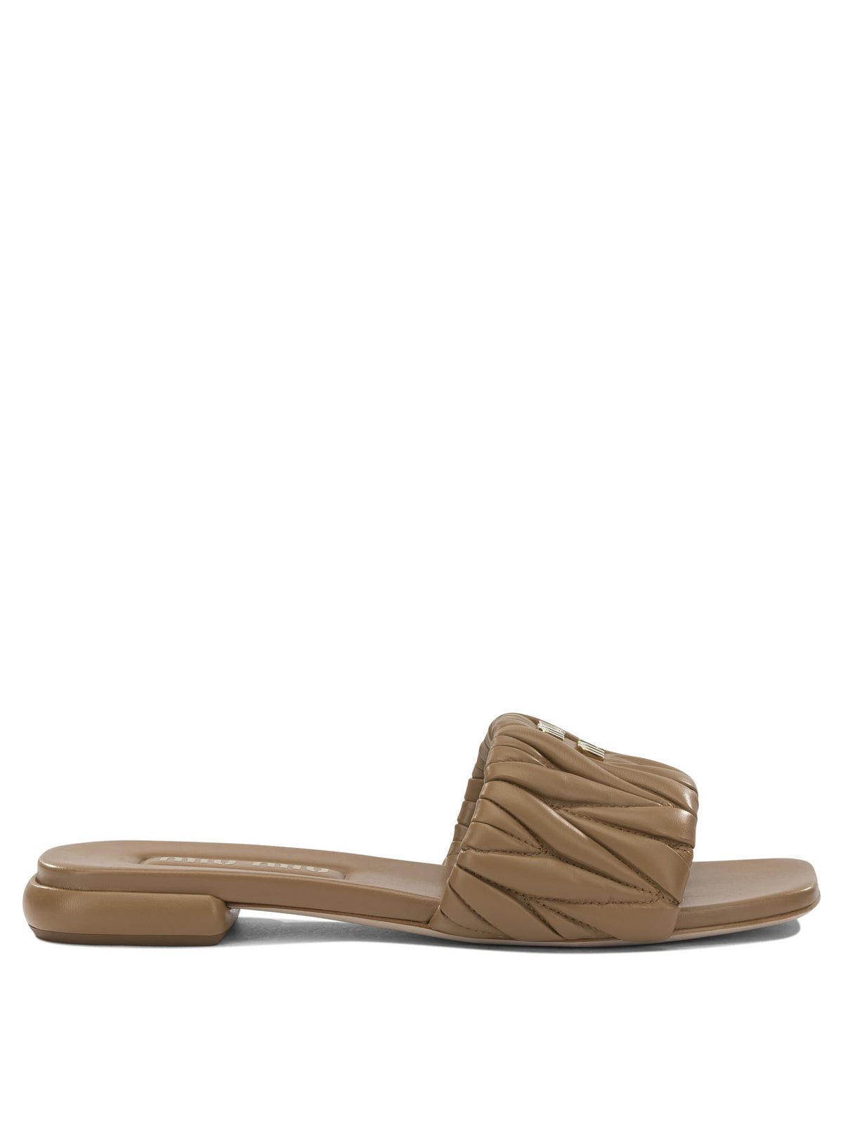 Miu Miu Matelassé leather slides - Brown