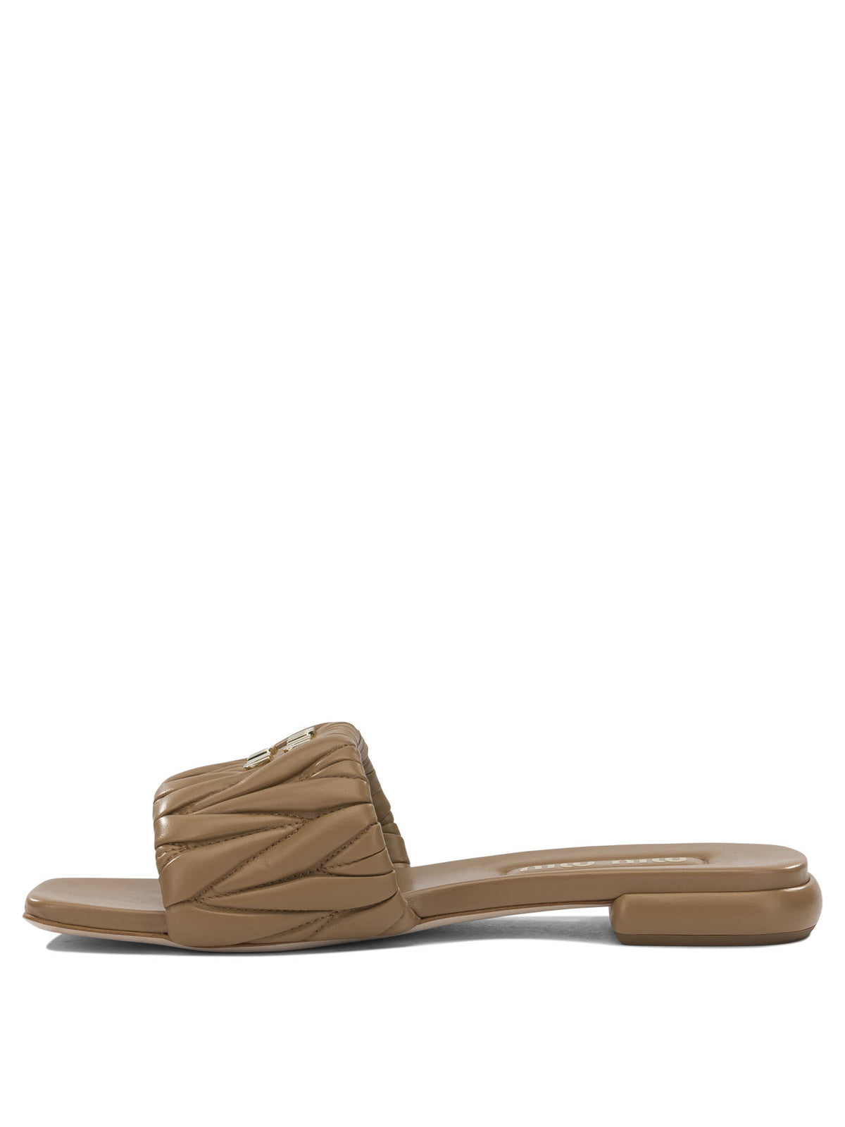 Miu Miu Matelassé leather slides - Brown