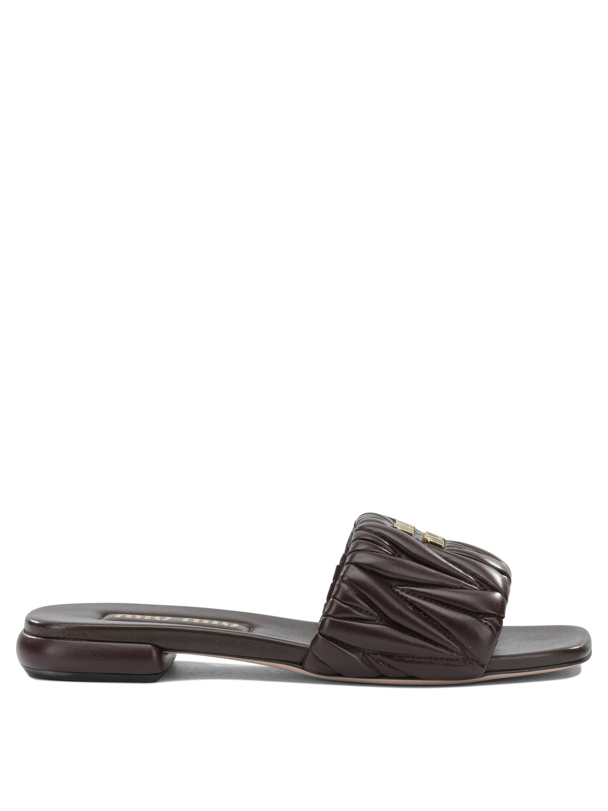 Miu Miu Matelassé leather slides - Brown