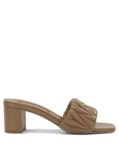 Miu Miu Matelassé leather heeled sandals - Brown