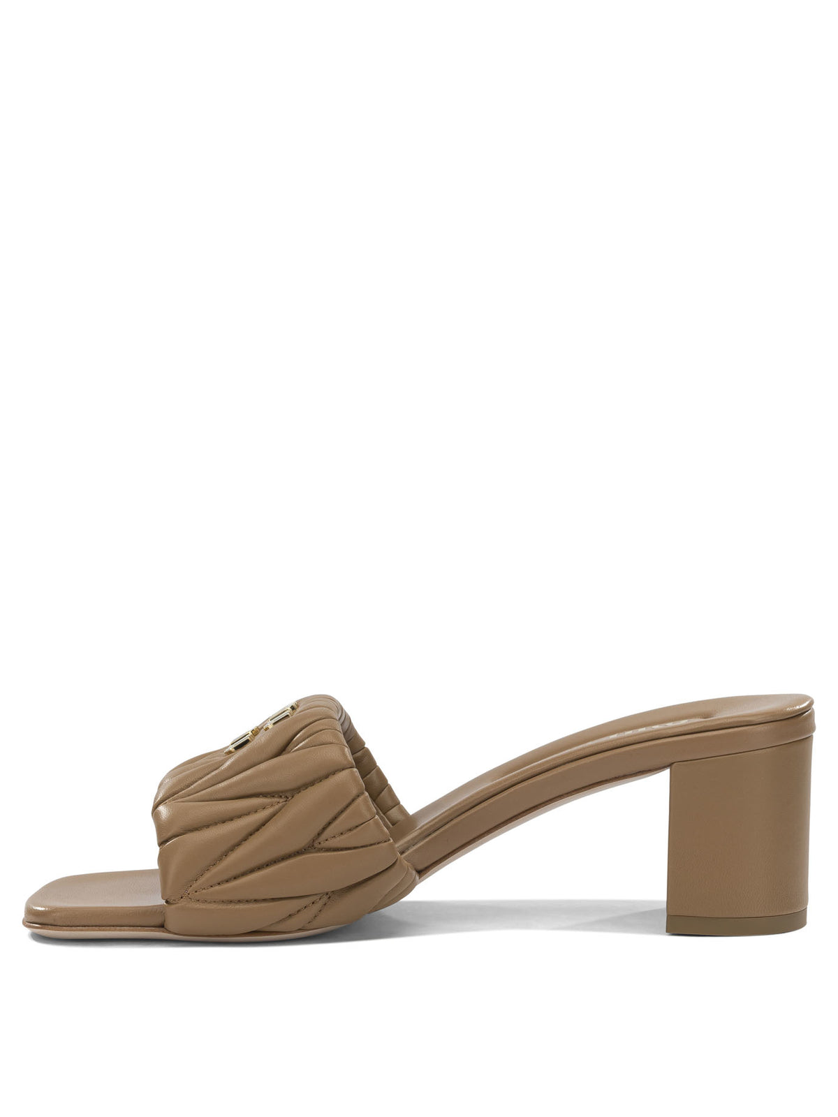 Miu Miu Matelassé leather heeled sandals - Brown