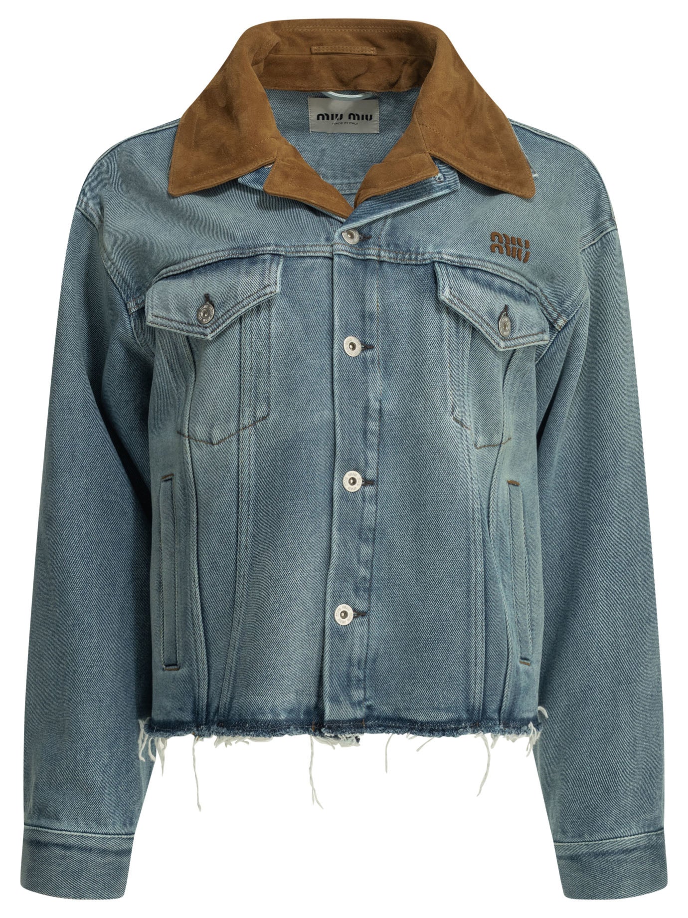 Miu Miu Denim jacket with logo - Light Blue