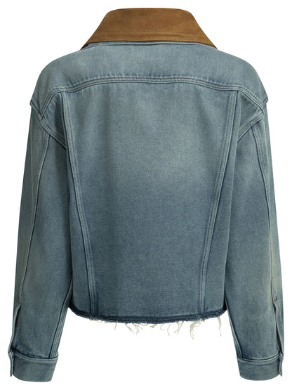 Miu Miu Denim jacket with logo - Light Blue