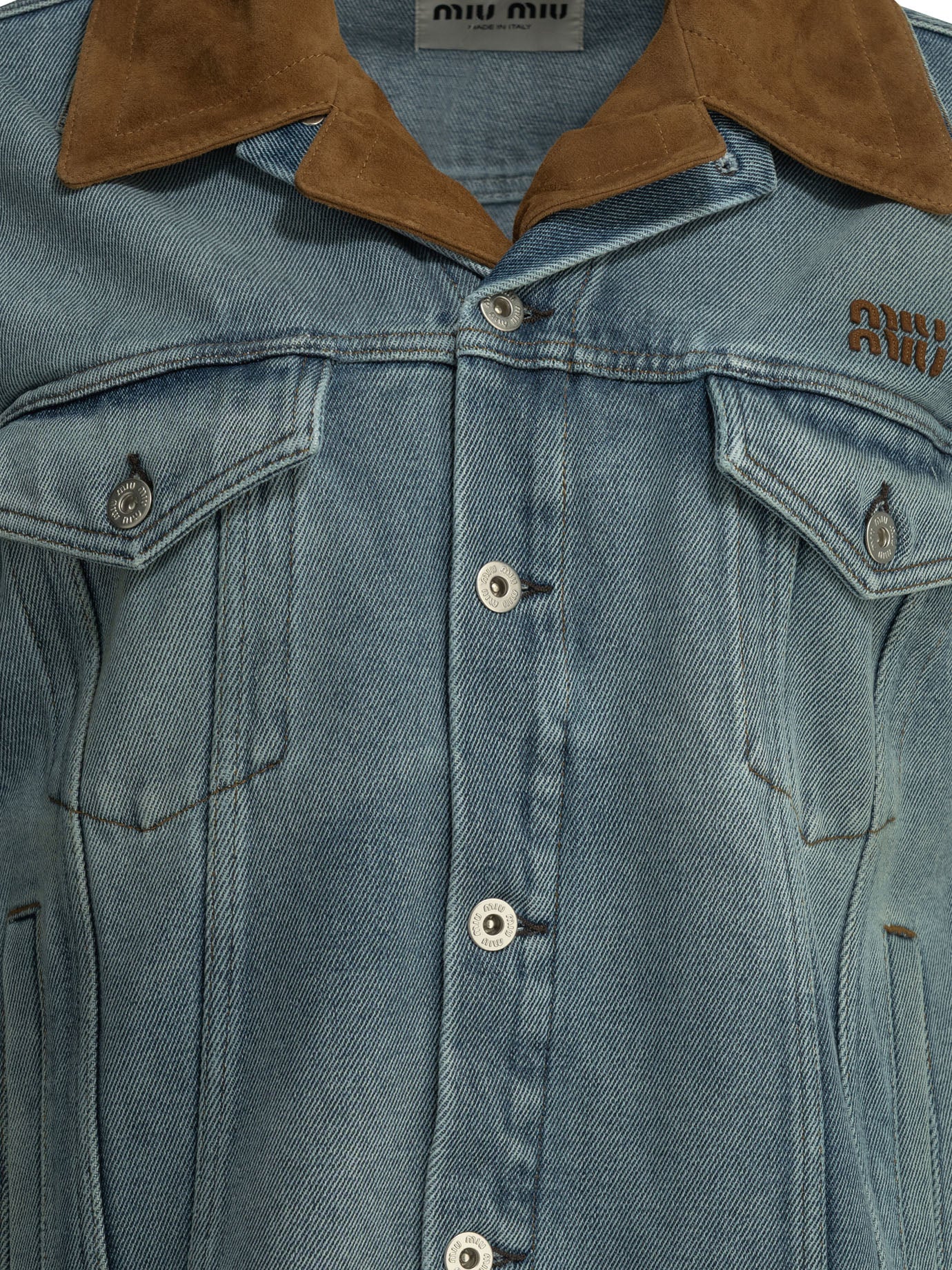 Miu Miu Denim jacket with logo - Light Blue