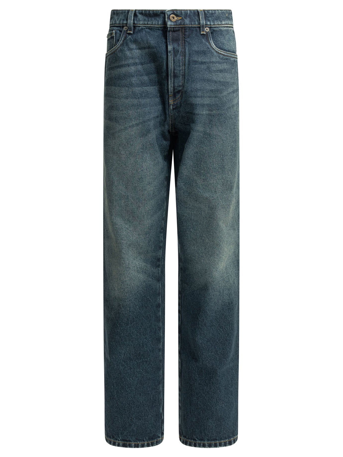 Miu Miu Straight-leg jeans with reverse logo - Blue
