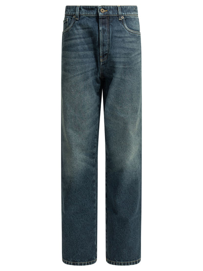 Miu Miu Straight-leg jeans with reverse logo - Blue
