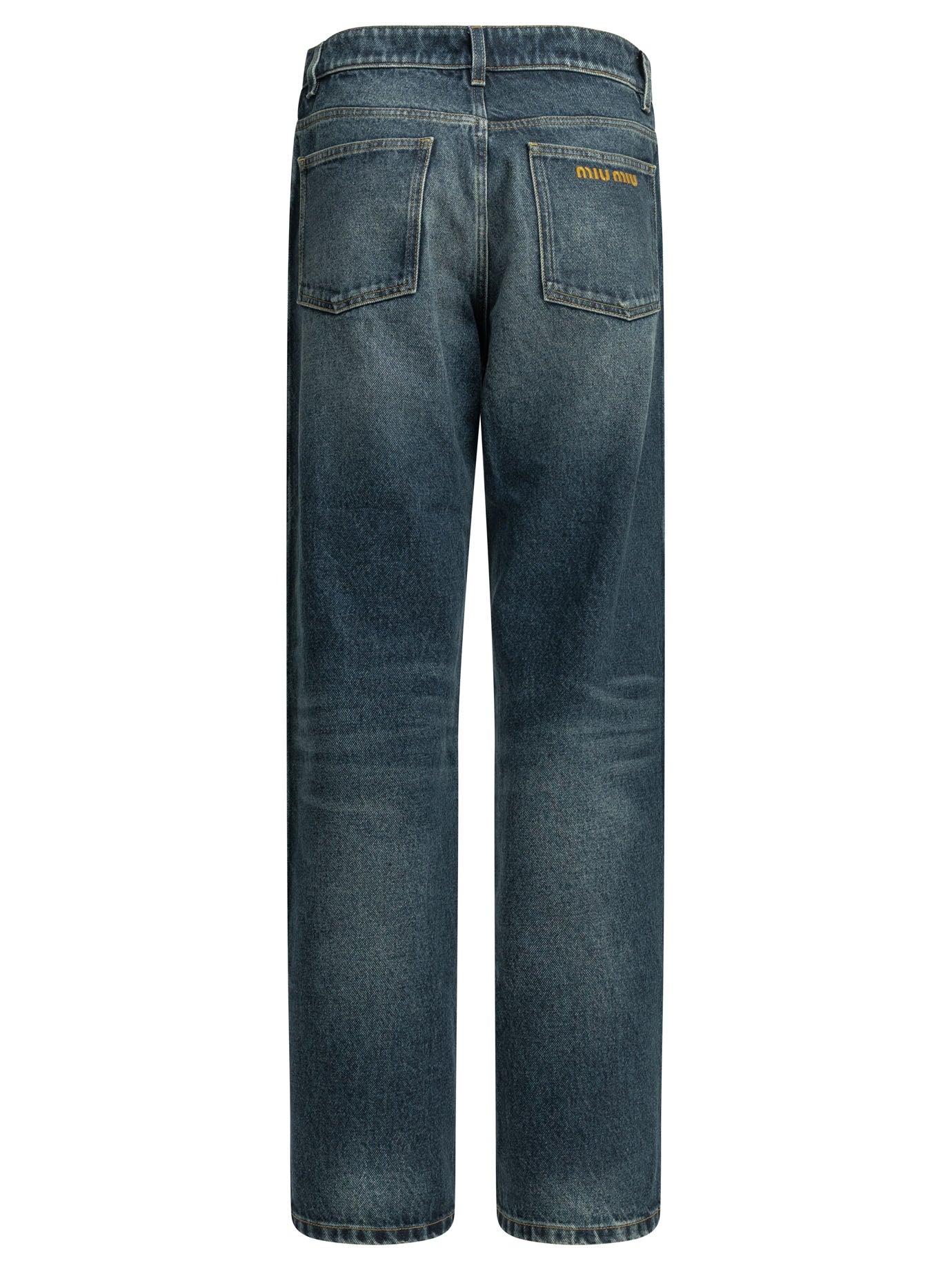 Miu Miu Straight-leg jeans with reverse logo - Blue