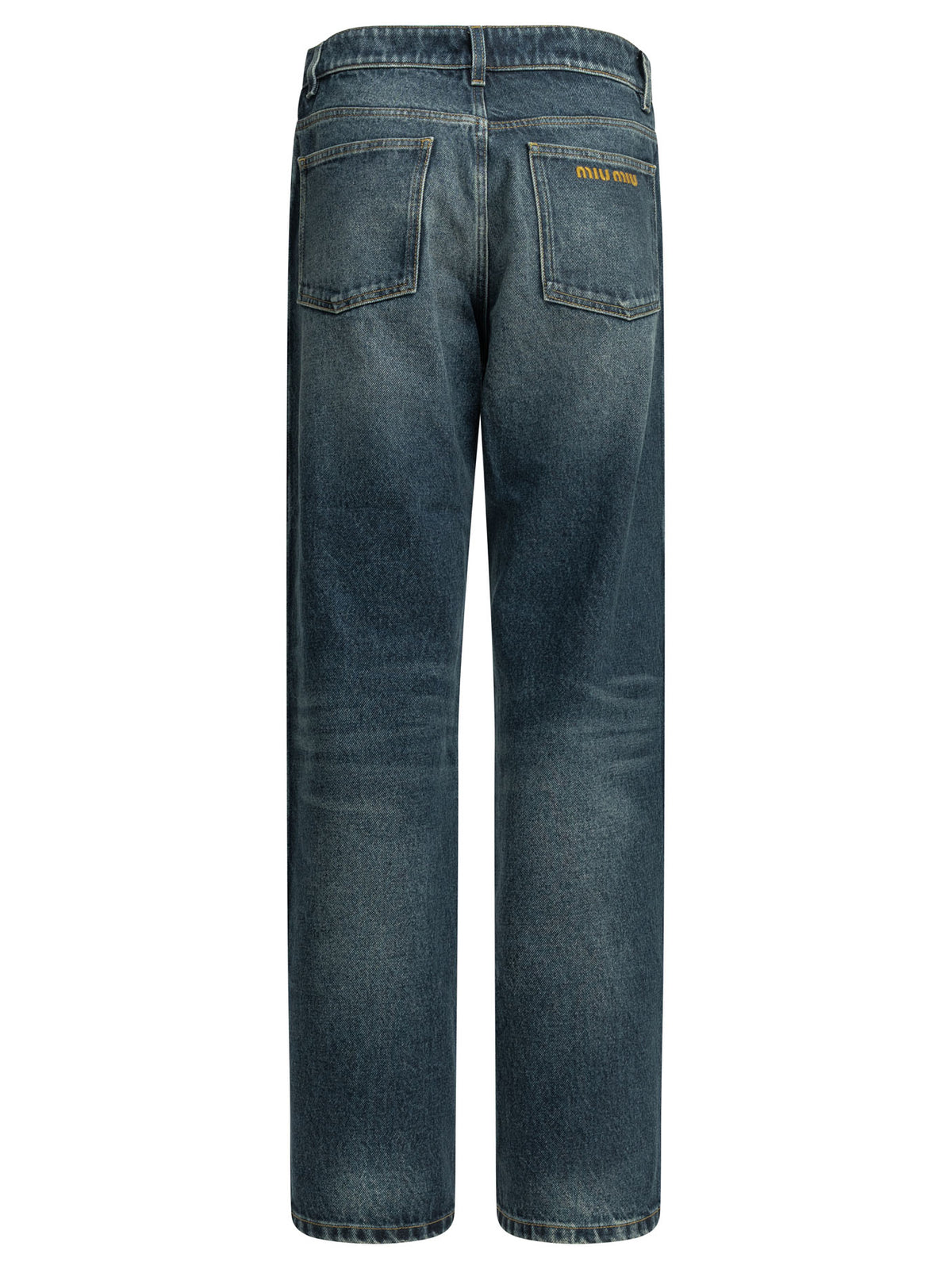 Miu Miu Straight-leg jeans with reverse logo - Blue