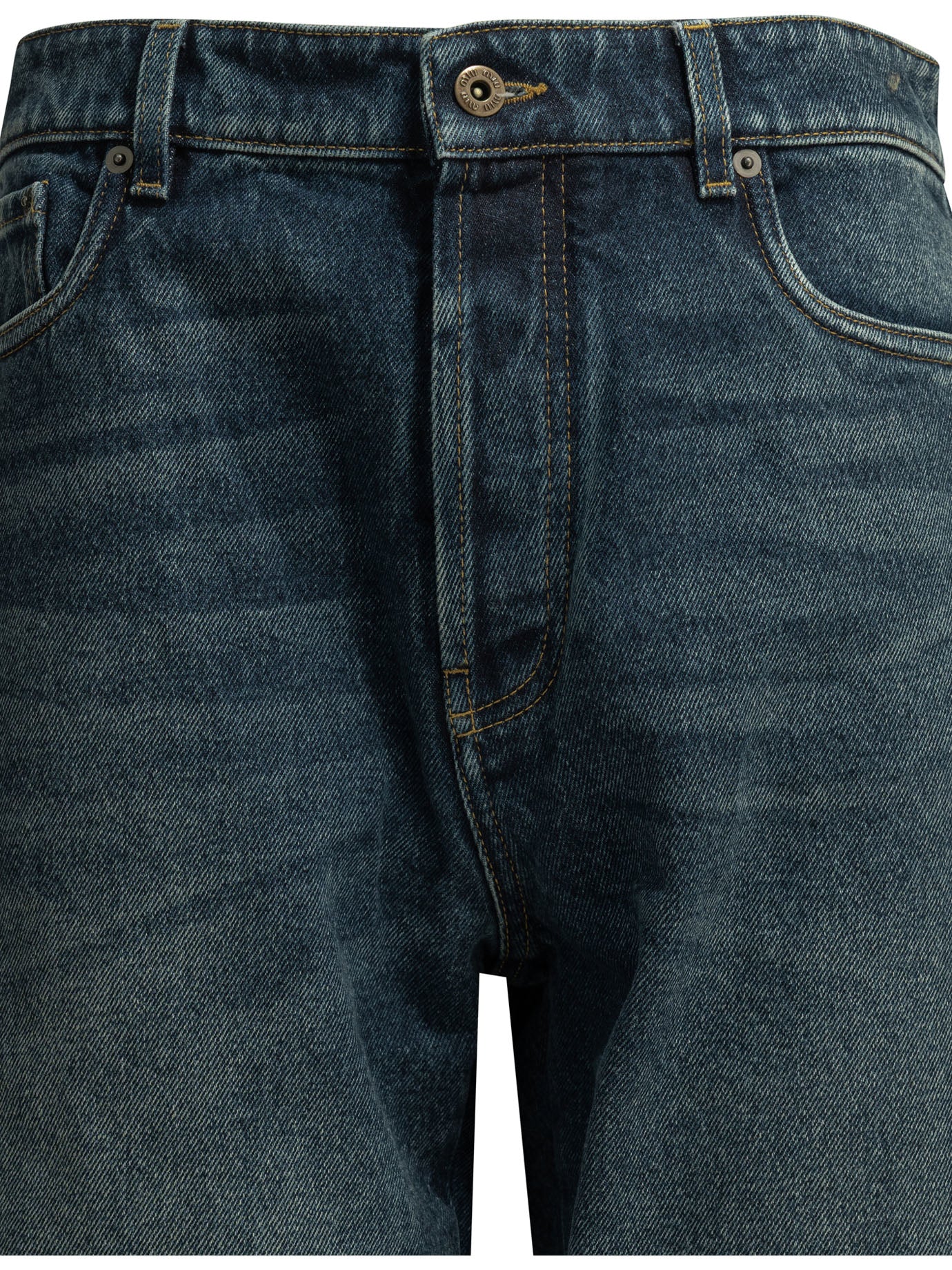 Miu Miu Straight-leg jeans with reverse logo - Blue