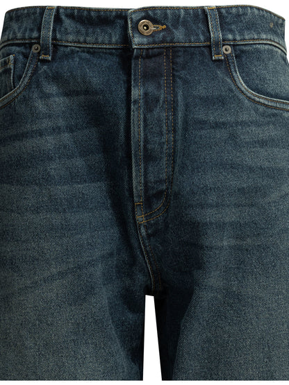 Miu Miu Straight-leg jeans with reverse logo - Blue