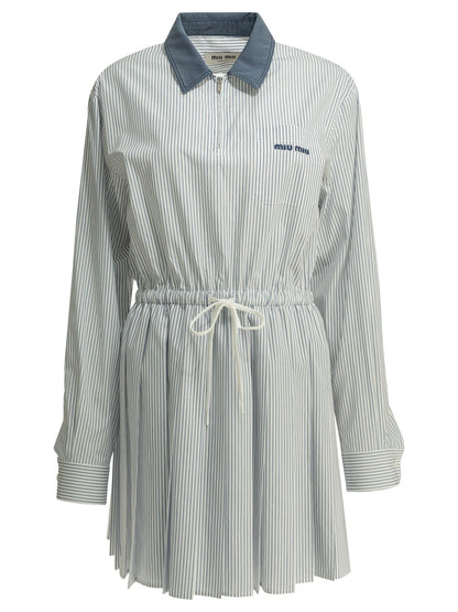 Miu Miu Chemisier dress with logo - Blue
